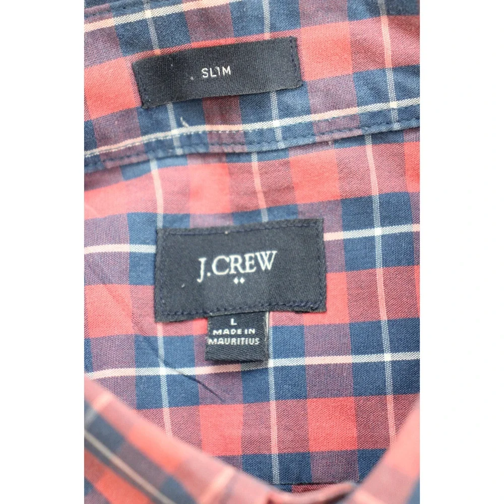 J‎ Crew Shirt Mens Large Plaid 100% Cotton Long Sleeve Slim Fit Button-Down